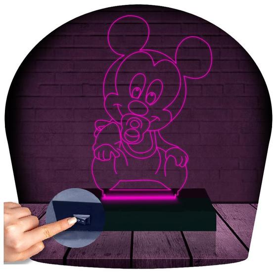 Imagem de Luminária Led 3d  Mickey Baby  Abajur Presente Criativo Decoração