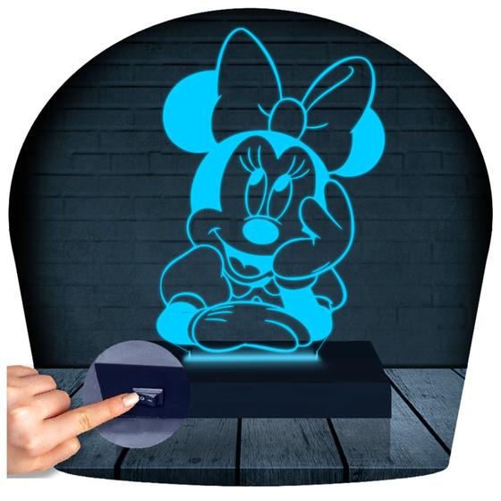 Imagem de Luminária Led 3d  Minnie Mickey Disney  Abajur