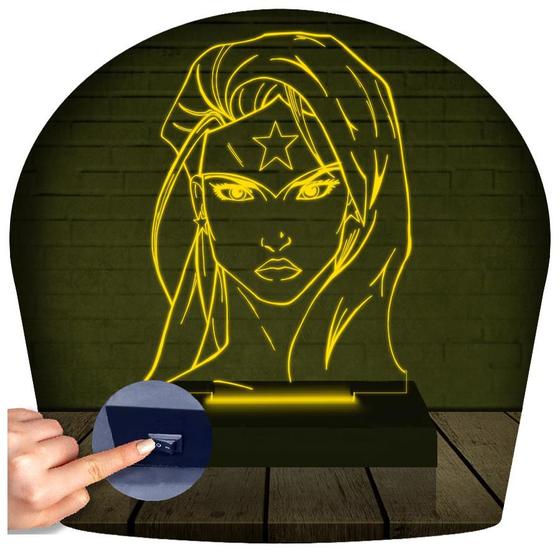 Imagem de Luminária Led 3d  Mulher Maravilha DC Heroi  Abajur  1 Presente Criativo Decoração