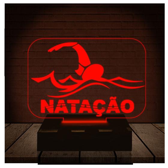 Imagem de Luminária Led 3d  Natação Nadador  Abajur