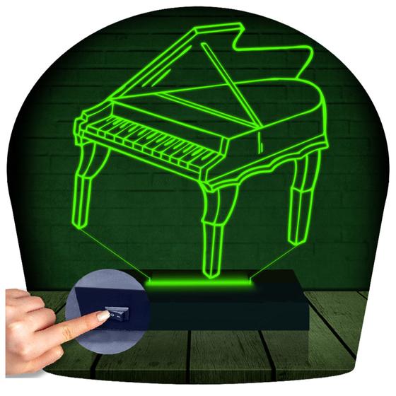 Imagem de Luminária Led 3d  Piano Teclado Música  Abajur