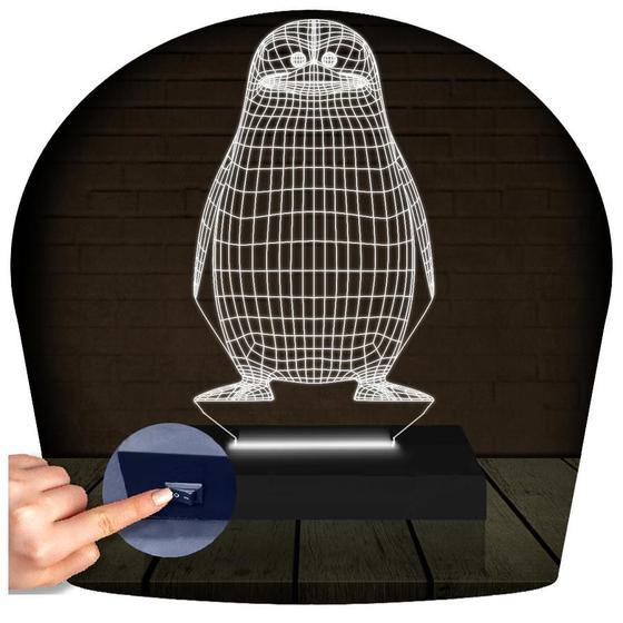 Imagem de Luminária Led 3D Pinguim Abajur