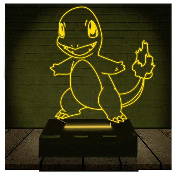 Imagem de Luminária Led 3D   Pokémon Charmander  Abajur  Presente Criativo Decoração