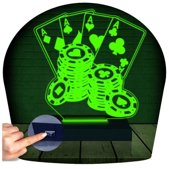 Imagem de Luminária Led 3d  Poker Baralho Cartas  Abajur  2