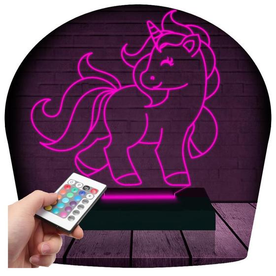 Imagem de Luminária Led 3D Pônei Unicórnio 2 