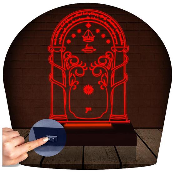 Imagem de Luminária Led 3d Portal de Moria Senhor dos Aneis  Abajur Presente Criativo Decoração