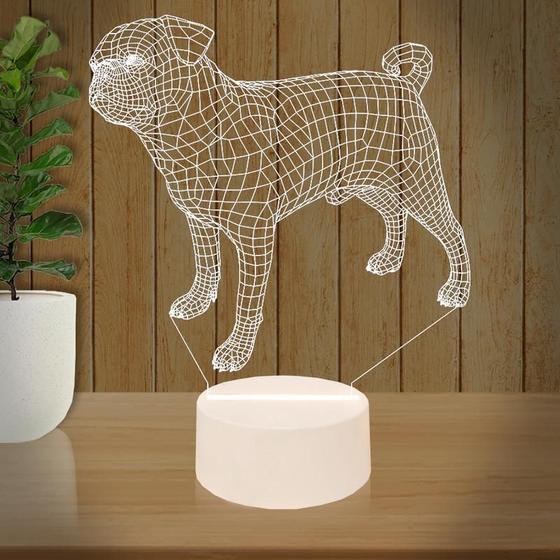 Imagem de Luminária Led 3d  Pug Cachorro  Abajur Presente Criativo Decoração