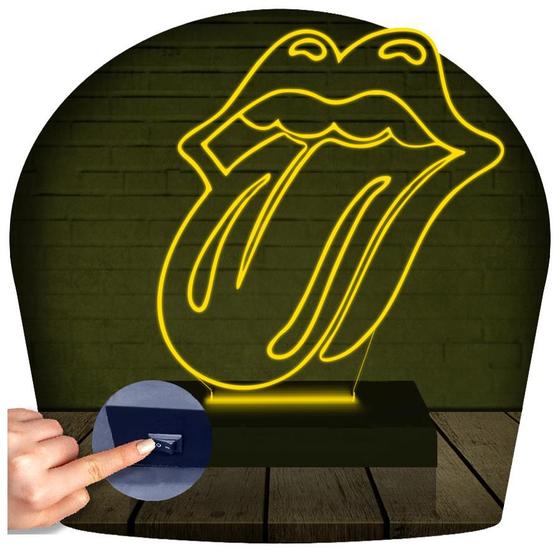 Imagem de Luminária Led 3d  Rolling Stones Banda Rock  Abajur