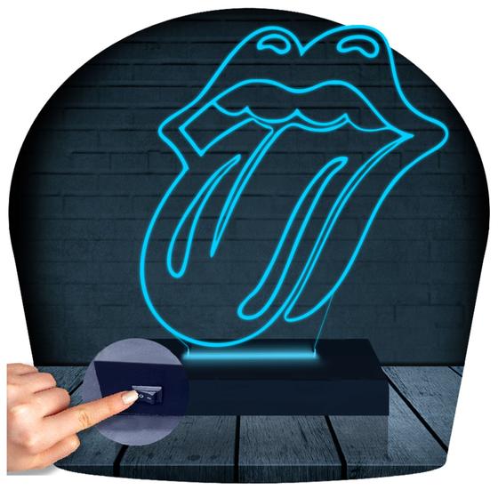 Imagem de Luminária Led 3d  Rolling Stones Banda Rock  Abajur