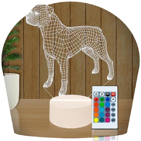 Imagem de Luminária Led 3d  Rotwailler Cachorro  Abajur Presente Criativo Decoração