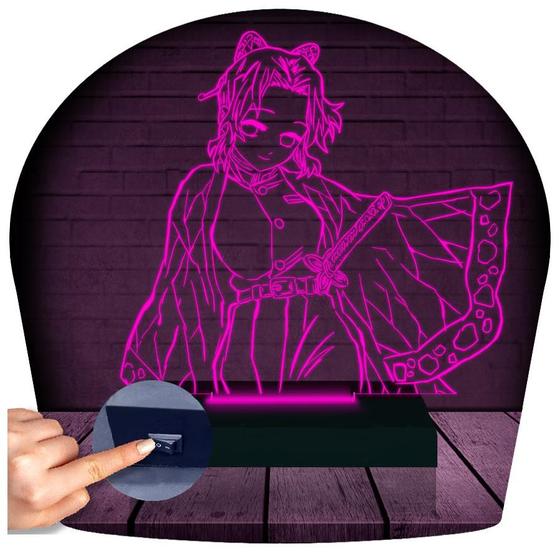 Imagem de Luminária Led 3d  Shinobu Kocho Kimetsu no Yaiba Abajur Presente Criativo Decoração