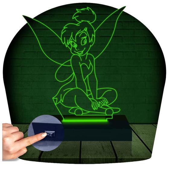 Imagem de Luminária Led 3d  Sininho Tinker Bell Peter Pan  Abajur