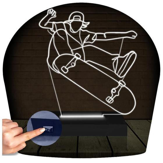 Imagem de Luminária Led 3d  Skate Skatista  Abajur  1