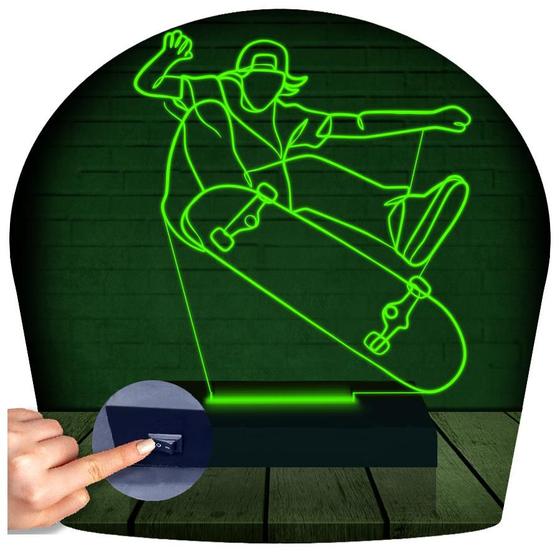 Imagem de Luminária Led 3d  Skate Skatista  Abajur  1