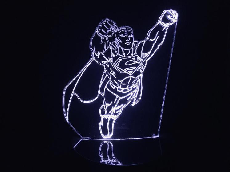 Imagem de Luminária Led 3d Superman Voando 2 Acrílico Abajur