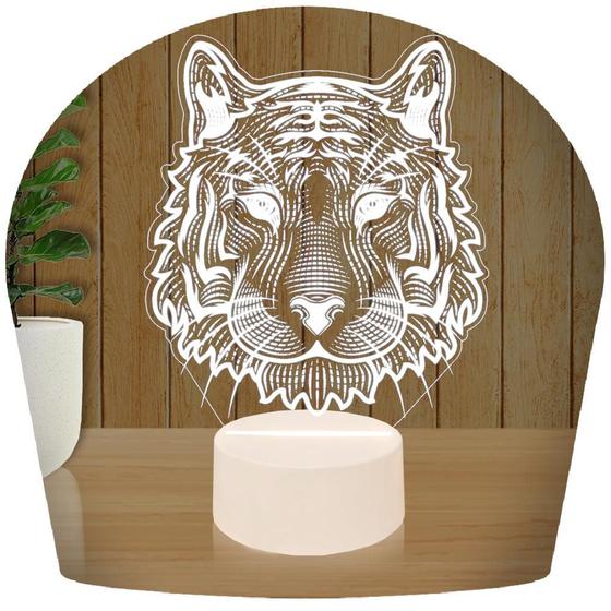 Imagem de Luminária Led 3D Tigre 1  Presente Criativo Decoração