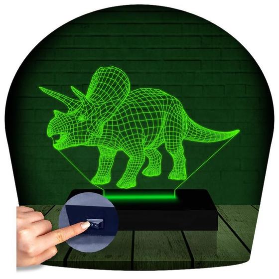 Imagem de Luminária Led 3d  Triceraptor Dinossauro 2  Abajur Presente Criativo Decoração