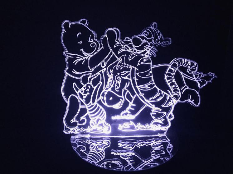 Imagem de Luminária Led 3d Ursinho Pooh Tigrão Leitão Acrílico Abajur