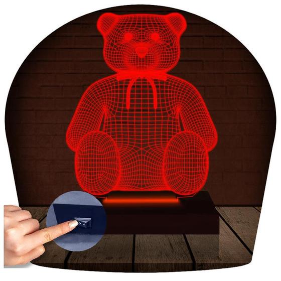 Imagem de Luminária Led 3D Ursinho Urso4 Presente Criativo Decoração