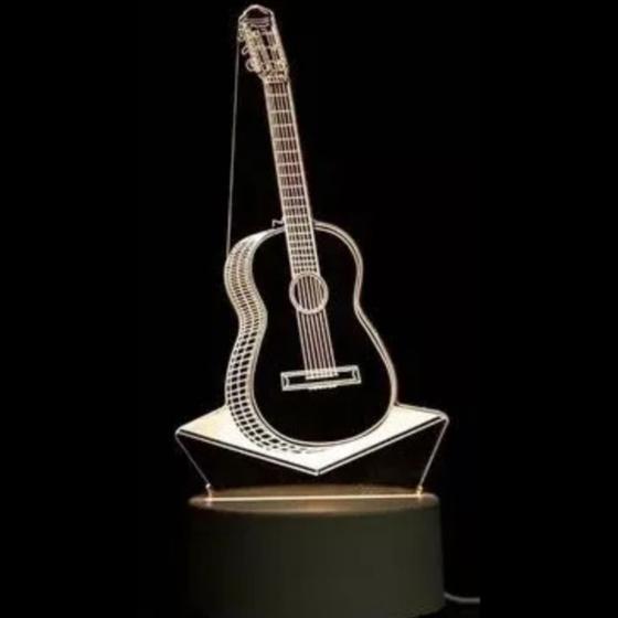 Luminária led 3d usb violão / abajur / instrumento musical Menor preço em Luminária led 3d usb violão / abajur / instrumento musical