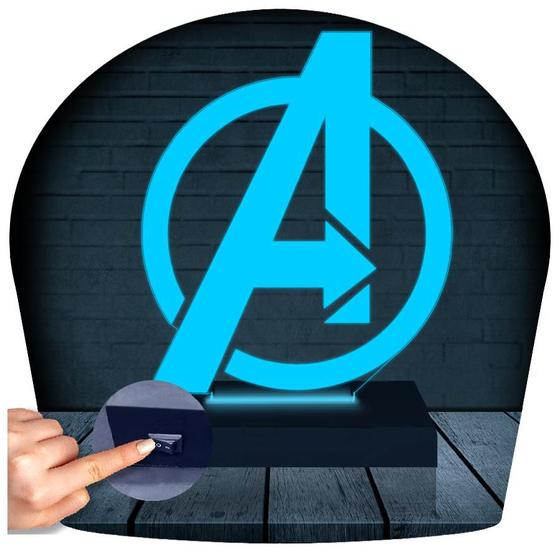 Imagem de Luminária Led 3d  Vingadores Avengers Marvel  Abajur Presente Criativo Decoração