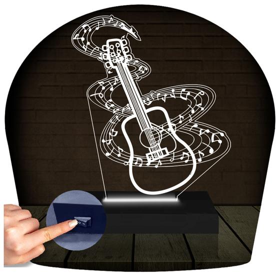 Imagem de Luminária Led 3d  Violão Música Abajur