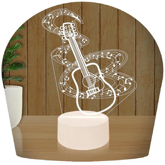 Imagem de Luminária Led 3d  Violão Música Abajur Presente Criativo Decoração