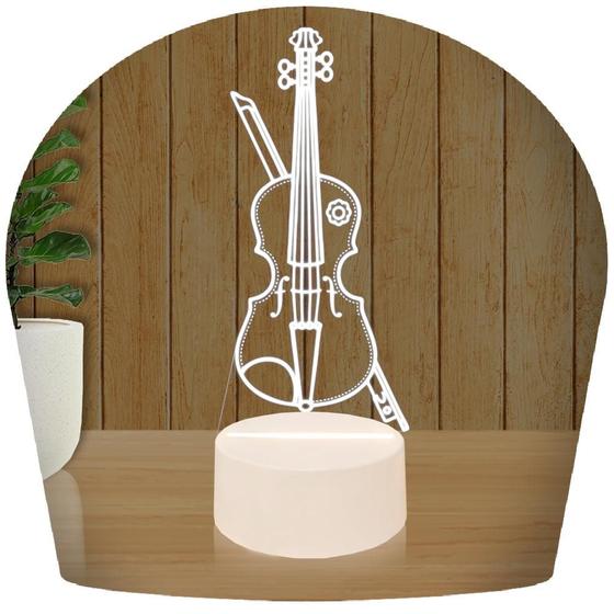 Imagem de Luminária Led 3d  Violino Música Abajur