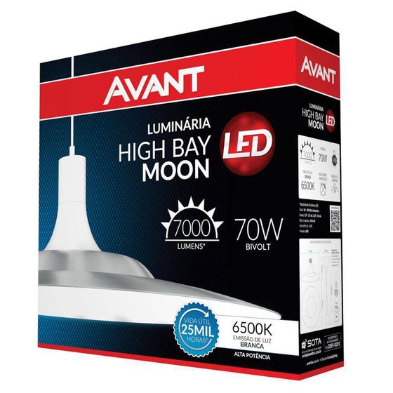 Luminária LED 70W 6500k Branca Bivolt High Bay Moon AVANT Luminária