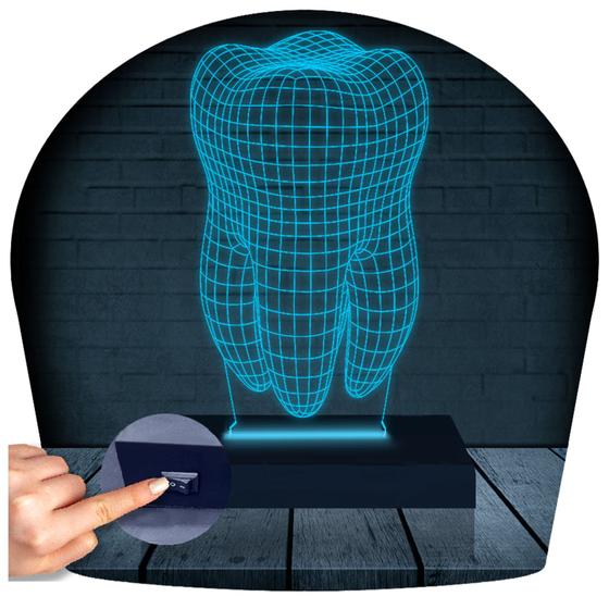 Imagem de Luminária Led Abajur  3D  Dente Dentista