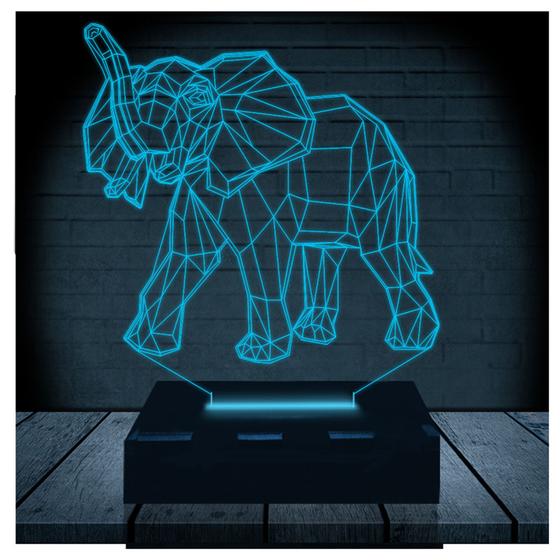 Imagem de Luminária Led Abajur  3D  Elefante 3