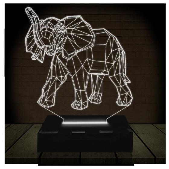 Imagem de Luminária Led Abajur  3D  Elefante 3
