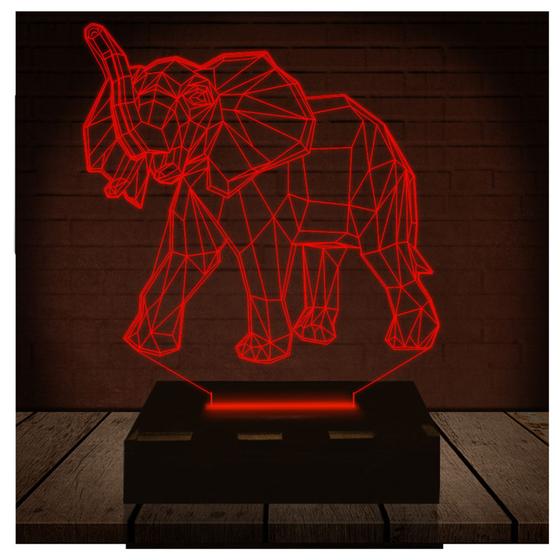 Imagem de Luminária Led Abajur  3D  Elefante 3