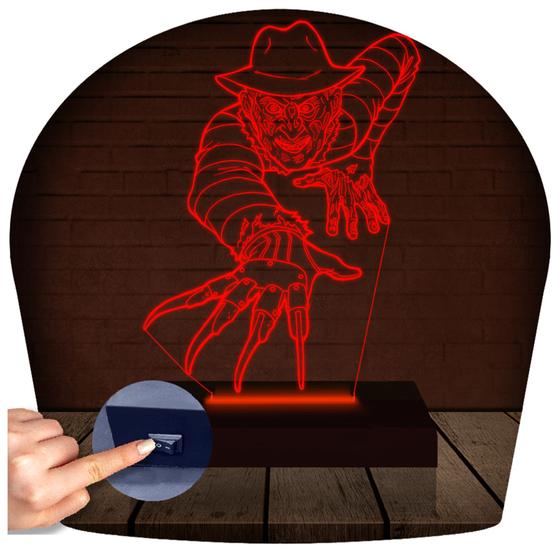 Imagem de Luminária Led Abajur  3D  Freddy Krueger Terror