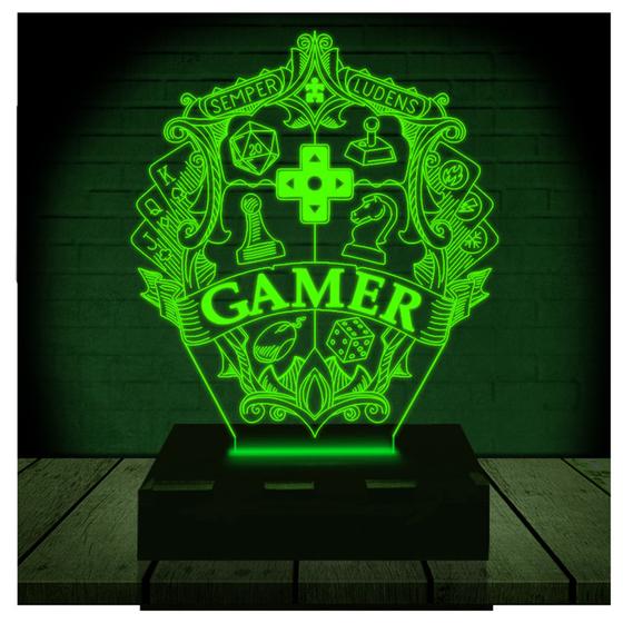 Luminária Led Abajur 3D Gamer RB Criações Luminária Magazine Luiza