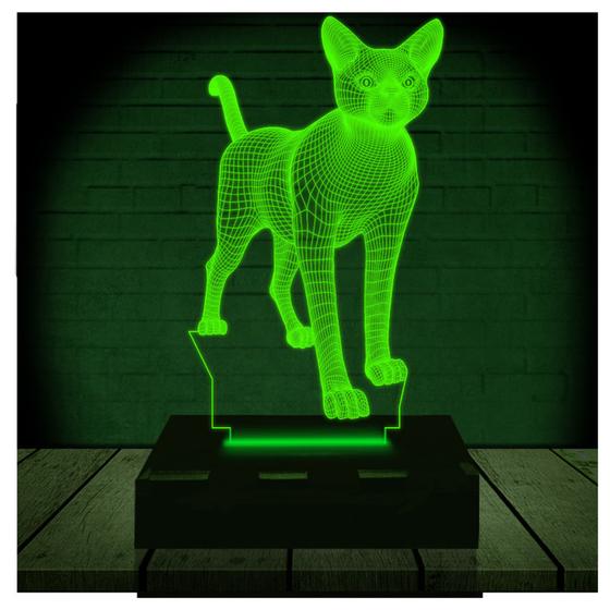Imagem de Luminária Led Abajur  3D  Gato