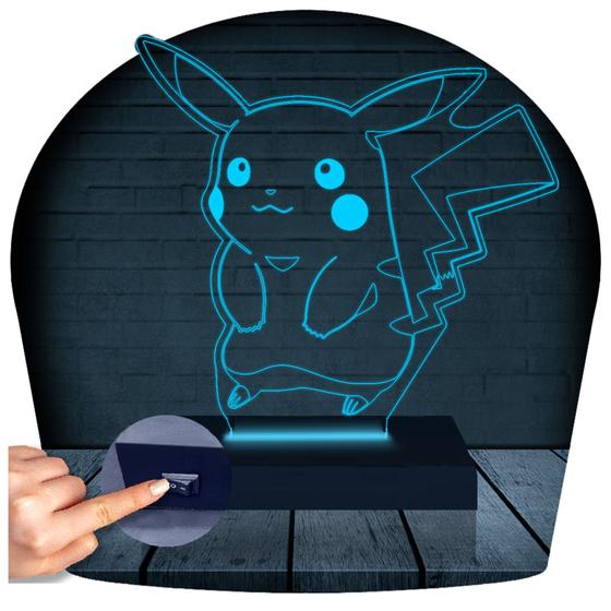 Imagem de Luminária Led Abajur  3D  Pikachu Pokemon 2