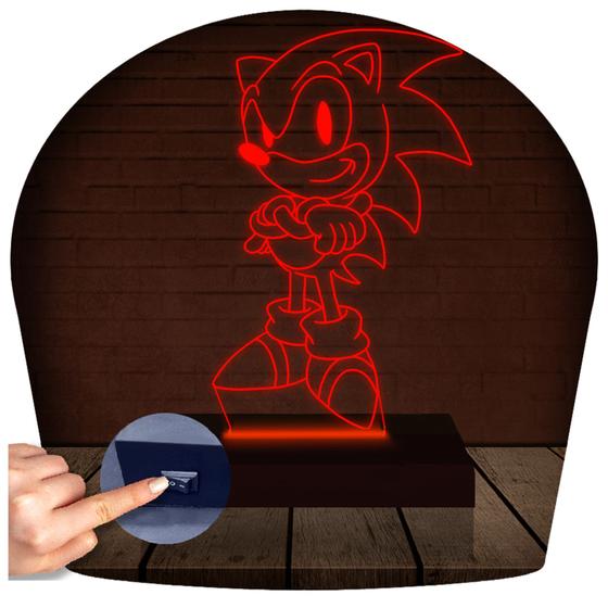Imagem de Luminária Led Abajur  3D  Sonic Game, Decoração, Gamer, Geek, Jogo