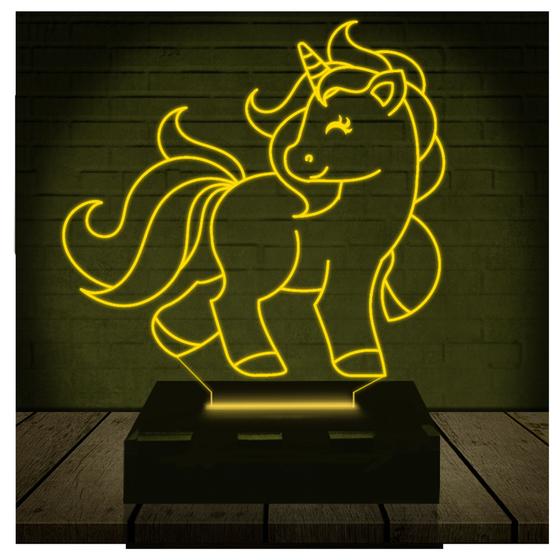 Imagem de Luminária Led Abajur  3D  Unicornio