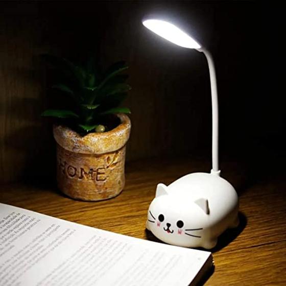 Luminária Led Abajur Flexível Leitura Estudo Quarto Gatinho Portátil