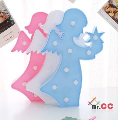 Imagem de Luminária Led Anjo Cores Abajur Led Mesa Parede Decor Festa