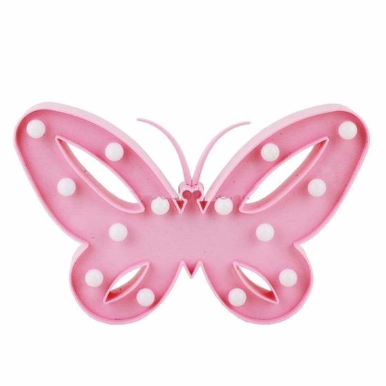 Imagem de Luminária Led Borboleta Abajur Leds Decoração Rosa Bebe