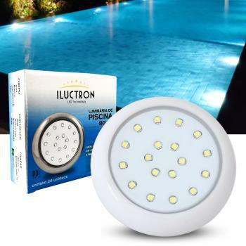 Imagem de Luminária LED de Piscina 18W Corpo Branco 12V 80mm rosca de 1/2 LED Azul