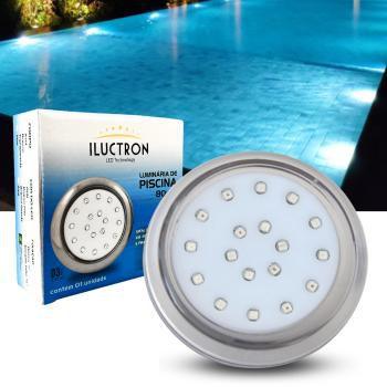 Imagem de Luminária LED de Piscina 18W Corpo Transparente 12V 80mm rosca de 1/2 LED Azul