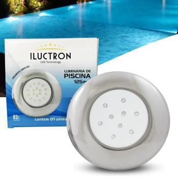 Imagem de Luminária LED de Piscina 9W corpo em inox 12V 125mm encaixe de 3/4 Branco frio 6500K