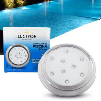 Imagem de Luminária LED de Piscina 9W Corpo Transparente 12V 80mm encaixe de 3/4 Branco Quente 3000K