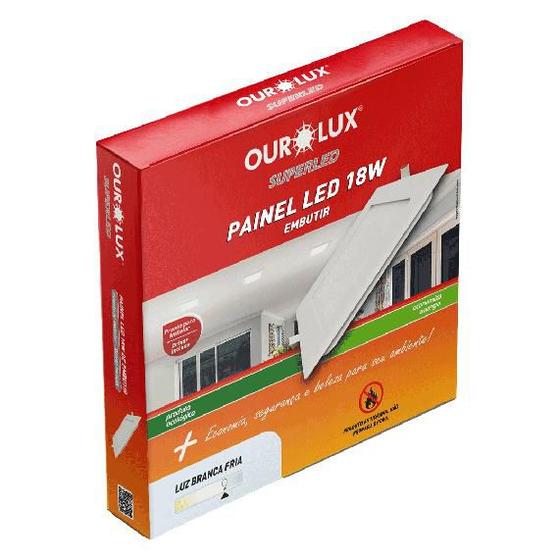 Imagem de Luminaria LED Embutir Quadrada 18 watts  6500K Branco Frio OUROLUX 