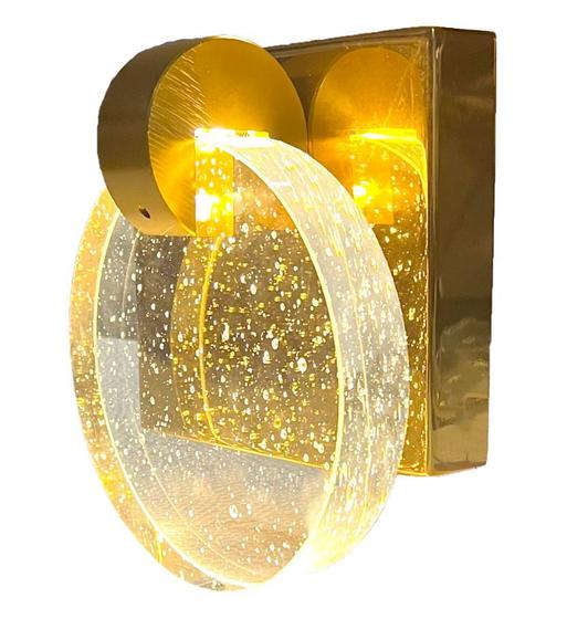 Luminária Led Integrado Lua Cristal Bolhas Redondo Vidro Arandela GMH TRADE Luminária