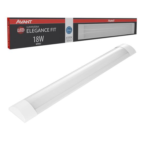 Luminária Led Linear Fit 18w Sobrepor Branca Avant 50 Cm Painel de