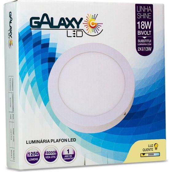 Imagem de Luminaria Led Plafon Galaxy Externo Redondo 18W 3000K 20,4Cm 2009S